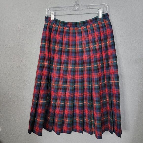 Pendleton Pleated Wool Size Current M/14P Vintage Authentic MacLennan Tartan Red - Picture 5 of 17